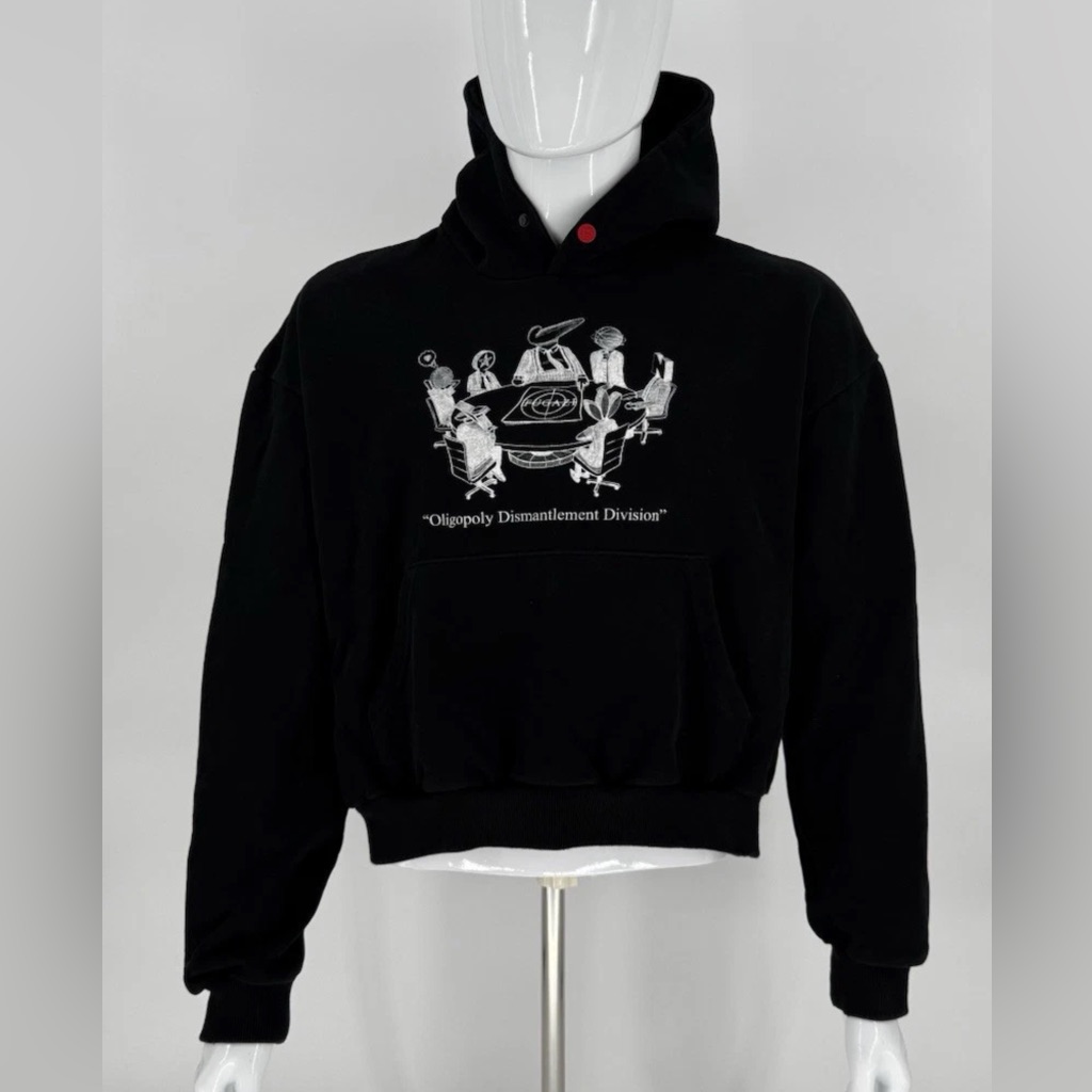 Fugazi Hoodie Pullover Oligopoly Dismantlement Division Cropped Black Mens S